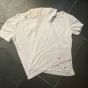 2 Men’s Size Medium Polo Ralph Lauren White Undershirts-one as is